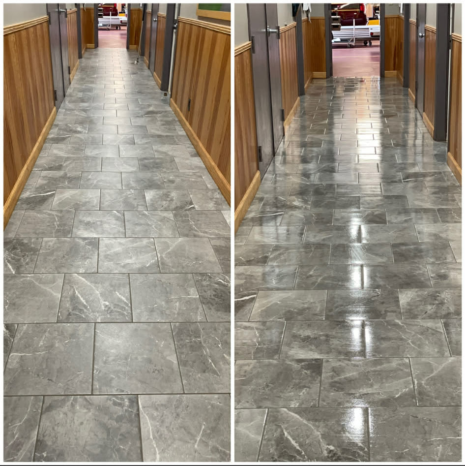 Affinity tile before and after hallway